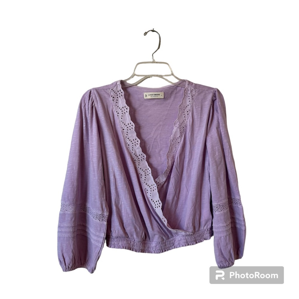 Lucky Brand Eyelet Wrap Top Fair Orchid Size Small
